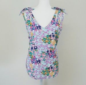 attention Floral Print Sleeveless Tank Blouse